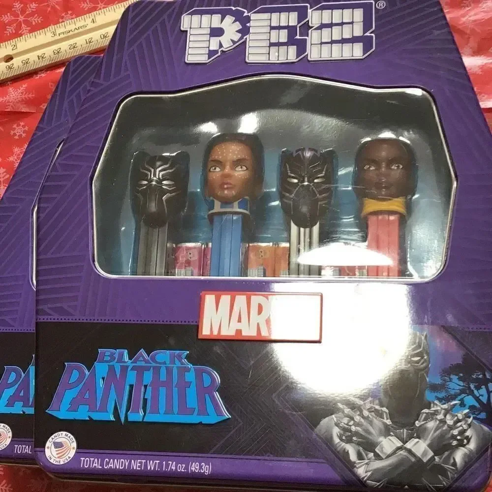 Pair of PEZ Marvel Black Panther dispenser sets